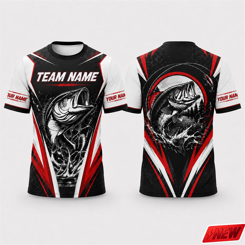 Outdoor Sport Name - Benutzerdefiniertes Team-Angeltrikot für Herren, Punk-Kurzarm-T-Shirt, schnell