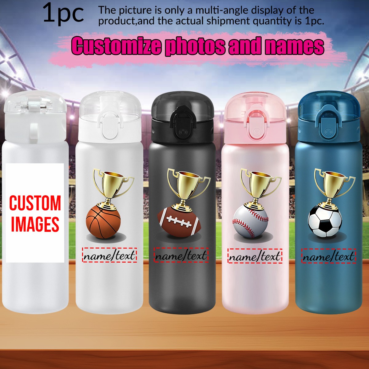 Outdoor Sport Name - 1 Stück Personalisierte Foto-Namens-Trinkflasche 780ml/26oz Outdoor