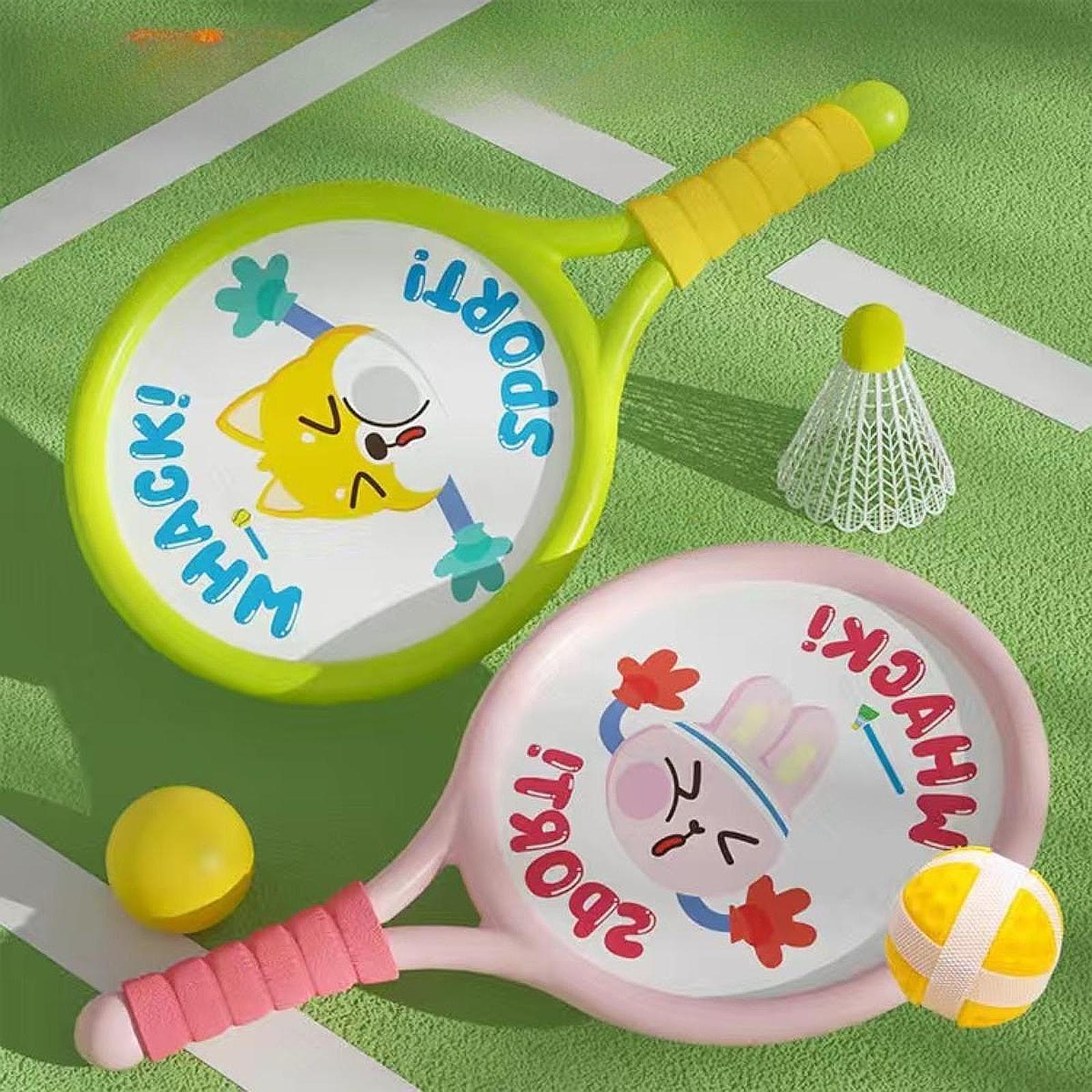 Indoor Sport And Outdoor Sports - 2 Stück Badmintonschläger für Kinder, Badmintonbälle