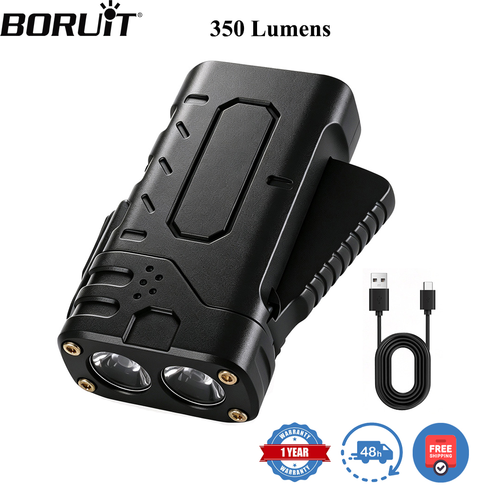 Outdoor Sport Lights - BORUIiT Handkurbel-EDC-LED-Taschenlampe, Typ-C wiederaufladbar, selbstbetriebene Taschenlampe,