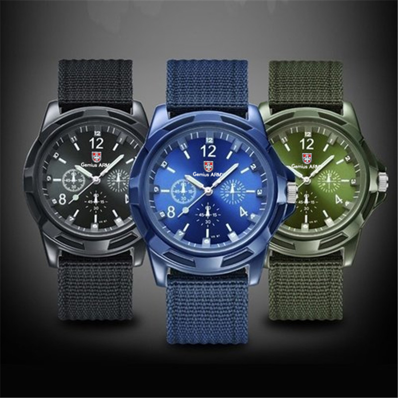 Indoor Sport And Outdoor Sports - Herren Sportuhr Quarz Nylon Gemius Army